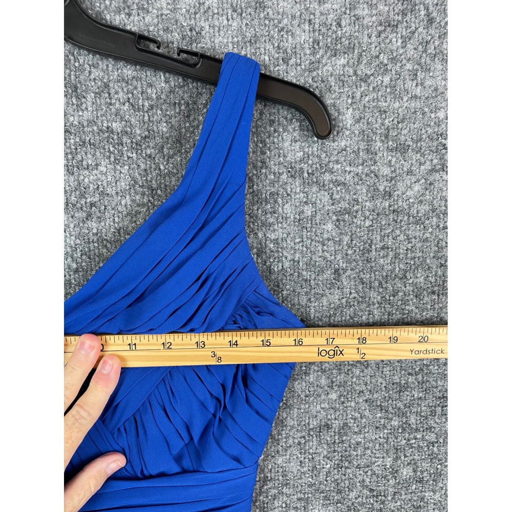 Bill Levkoff Chiffon Cocktail Dress Women 4 Royal Blue Excellent Pleated Formal - Picture 4 of 7